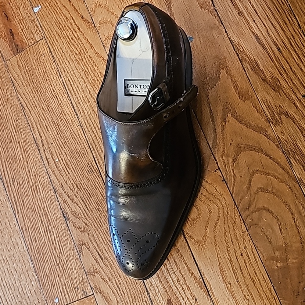 Mens dress shoes, bontoni, brown, leather, 13